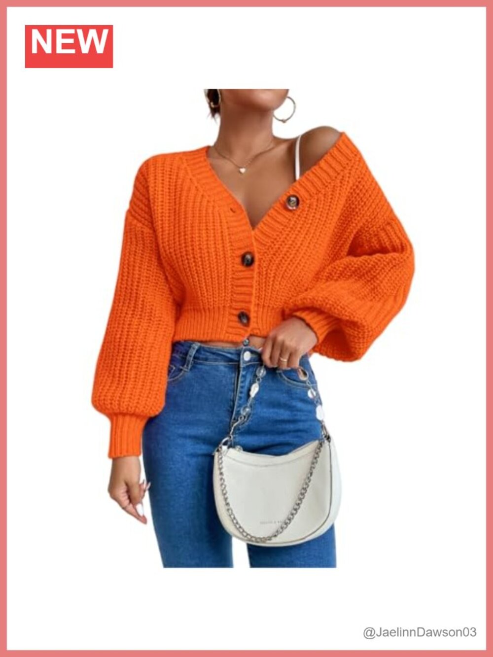 Chunky Cable Knit Crop Cardigan Button Up Loose Fit Long Sleeve Sweater